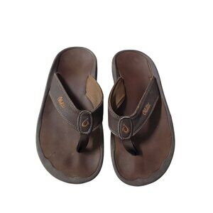 MEN'S OLUKAI 'OHANA | DARK JAVA / RAY Size 8/ 41  Comfort Thong Sandals Summer